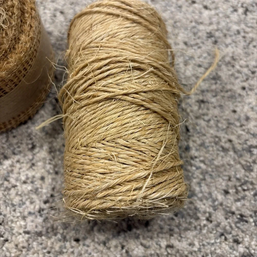 Mixed Lot Of 5 Full‎ & Partial Rolls Of Burlap & String No Wire For Crafting